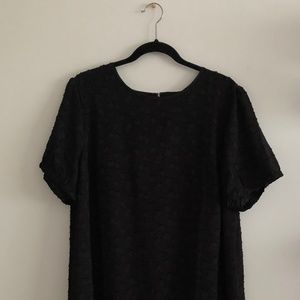 LOFT Floral Textured Swing Dress in Black